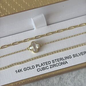 Charlotte & Lexi Set of 3 bracelets Gold Plated Sterling Silver 925 8" long
